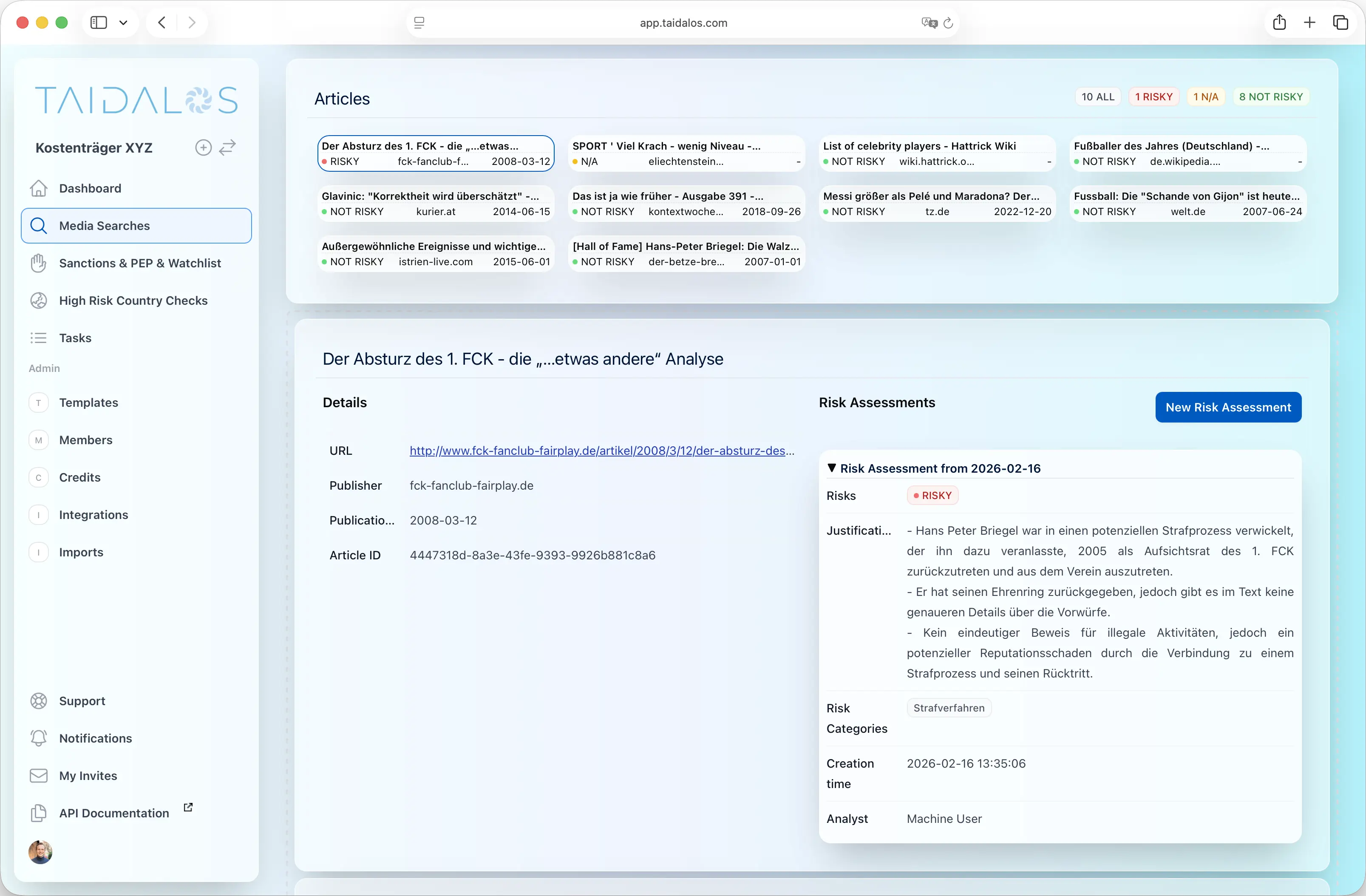 Screenshot der Suchergebnisse Teil 2
